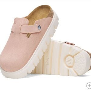 Birkenstock Papillio Light Rose Suede Chic Retro Feminine Chunky Boston Size 42